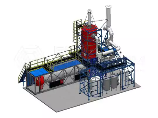 Барабанная печь для сжигания мусора разработанная ООО "Эко-Спектрум". Ротационный инсинератор экологически безопасен для утилизации отходов