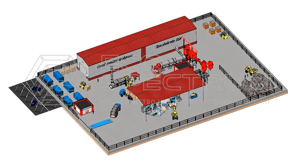 площадка термической утилизации отходов с роторный инсинератор HURIKAN 5000R (большая печь для сжигания мусора)
