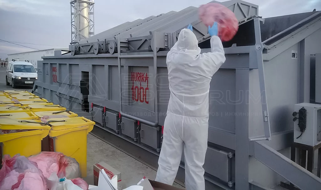 Утилизация медицинских отходов в инсинератор HURIKAN 1000 от компании Эко-Спектрум