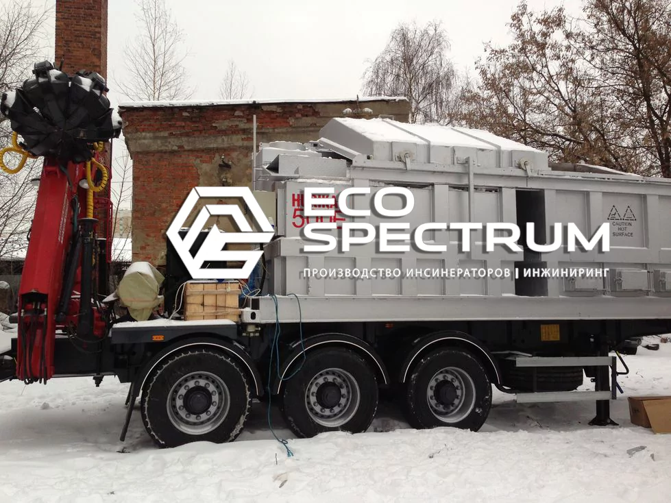 инсинератор HURIKAN 500 , с КМУ, вид сбоку